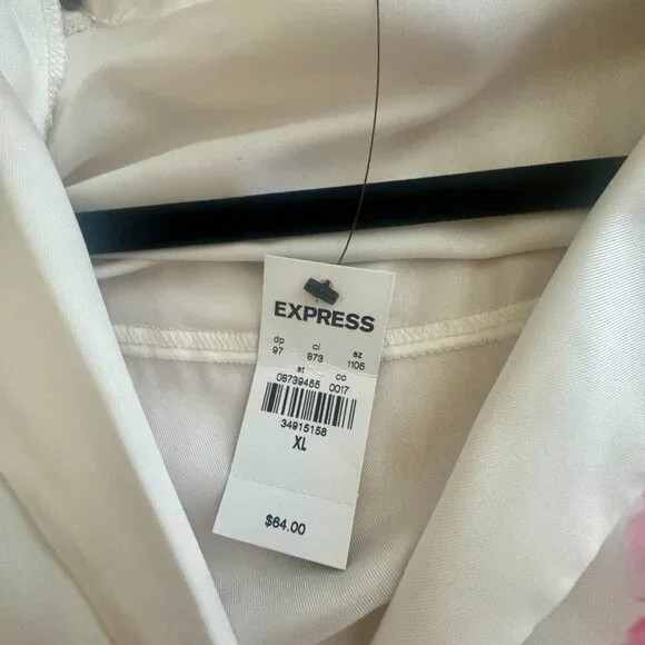 Express Floral Satin Button-Up Blouse | Size XL | NWT - Picture 4 of 5